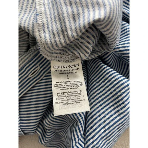 Outerknown S.E.A Suit Organic Cotton Linen Blend Striped Blue Coverall  Sz S NWT - Picture 6 of 12